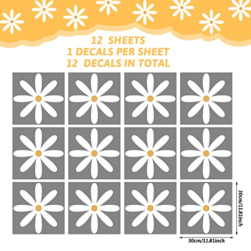 TaoBary 12 Sheet Daisy Wall Sticker Decal,White, Yellow,Fresh Style | Big Flower Wall Sticker, Pink White Floral Decal, Daisy Bedroom Room Decor, Removable Peel and Stick, Nursery Home Wall Decor - color: White, Yellow, style: Fresh Style