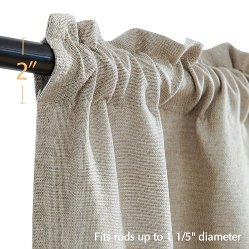jinchan Beige Faux Linen Kitchen Tier Curtains 36 Inch Rod Pocket 2 Panels | Room darkening, cafe curtains for living room bedroom basement, small window, modern farmhouse, machine washable - color: Greyish Beige, size: 25"W x 36"L (Pack of 2)