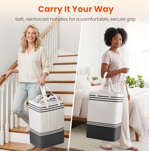 TranquilRelax 3-Pack Laundry Basket, Laundry Hamper, Grey-88L | Freestanding＆Water-Resistant Laundry Hamper, Collapsible Tall Clothes Hamper with Carry Handles for Clothes, Laundry Basket - color: Grey, size: 88L