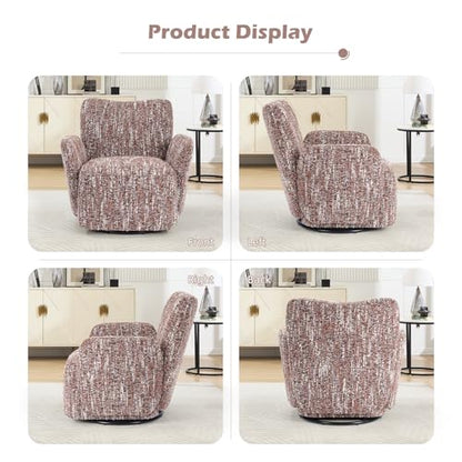 Swivel Accent Chair, 360 °Swivel Barrel Chair, Modern High-Back Armchair with Padded Armrest, Soft Cushion, Comfy Single Sofa for Living Room, Bedroom, Brown - color: Brown