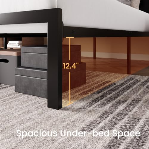 SHA CERLIN Full Size Metal Bed Frame with PU Tufted Headboard, Black | Modern Design Heavy-Duty Platform Bed, No Box Spring Need, PU Leather Upholstery, Noise Free, Easy Assembly - color: Black, size: Full