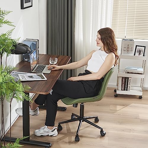 YOUNIKE Office Chair, Armless Desk Chair Computer Chair with Wheels, Modern Upholstered PU Leather Task Chair, Rolling Adjustable Swivel Home Office Desk Chair, Dark Green - color: Olive