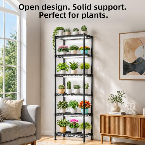 Lab Cosi 6 Tier Narrow Shelf 15.85" W Black Wire Rack, Adjustable Metal Storage Organizer for Pantry Kitchen Closet, Freestanding Shelf Unit - size: 15.85"W x 63"H x 11.8"D