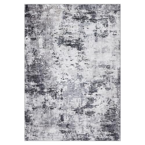 ROYHOME Modern Abstract 2x3 Area Rug Non Slip Non Shedding Low Pile Stain Resistant Rug for Entryway Kitchen Bedroom,Grey - color: Grey, size: 2' x 3' (Rectangular)