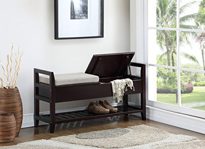 Roundhill Furniture Vannes Espresso Storage Shoe Bench