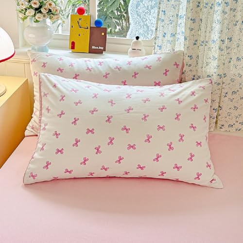 Pink Bow Full Size Duvet Cover | Cute Pink Bow Duvet Cover Set Made of Soft Washable Microfiber with Zipper Closure, Includes 2 Pillowcases - color: Abstract Bow-02, size: Full(No Comforter)
