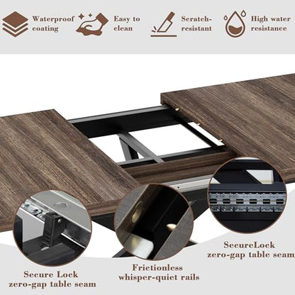 Extendable Dining Table for 4 6 8,55"-70" Kitchen Table Leaf,Dark Walnut | Expandable Rectangle Dining Table,Wood Dining Table w/ Hidden Leaf & Storage, Space Saving, Kitchen Dining Living Room,Modern - color: Removable Leaf 55"-71" Dark Walnut