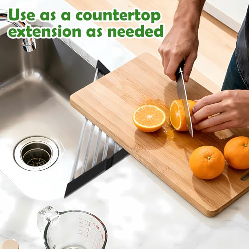 Small Triangle Foldable Dish Drying Rack with Silicone Ends for Sink Corner | Sink Cover, 304 stainless steel, Space-Saving, Over-the-Sink Drainer, on the counter, Easy Cleaning, Rustproof,All-in-one
