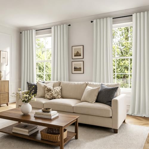 MIULEE Linen Textured 100% Blackout Curtains 94" Long White Backing Birch | Total Black Out, Thermal Insulated, Heat and Light Blocking, Back Tab&Rod Pocket, Heavy Duty, Thick, Linen Look, Bedroom - color: Birch, size: 40"W x 94"L (Pack of 2)