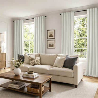 MIULEE Linen Textured 100% Blackout Curtains 94" Long White Backing Birch | Total Black Out, Thermal Insulated, Heat and Light Blocking, Back Tab&Rod Pocket, Heavy Duty, Thick, Linen Look, Bedroom - color: Birch, size: 40"W x 94"L (Pack of 2)