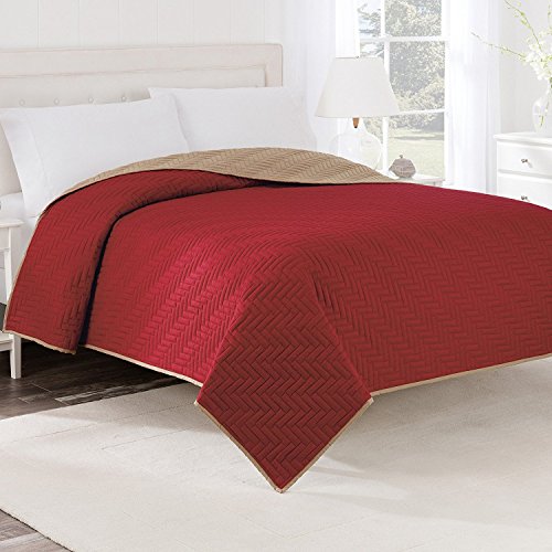 Martex Solid Reversible Coverlet, Full/Queen, Ceil Blue/Khaki - color: Ceil Blue/Khaki, size: Full/Queen