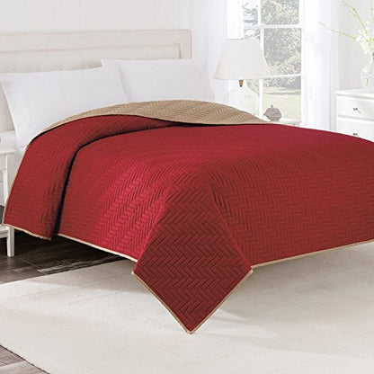 Martex Solid Reversible Coverlet, Full/Queen, Ceil Blue/Khaki - color: Ceil Blue/Khaki, size: Full/Queen