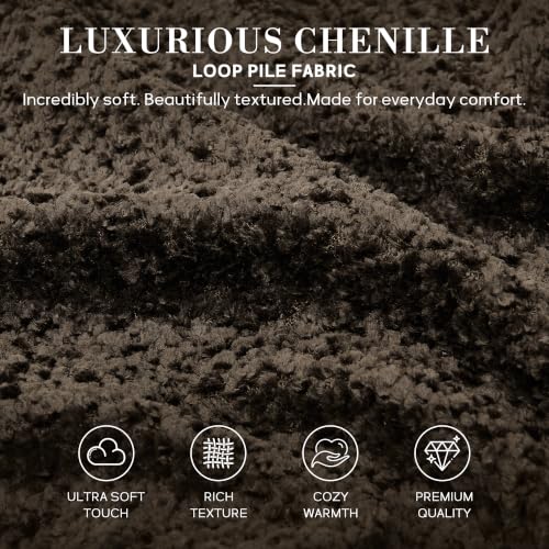 Zihanhome 30" Round Chenille Storage Ottoman Coffee Table with Removable Tray Top, Large Hidden Storage Ottoman, Solid Wood Legs for Living Room, Bedroom, Apartment (Dark Brown) - color: Dark Brown