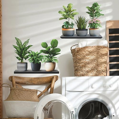 Green Plant Wall Decals 3D Bonsai Tropical Betterfly Wall Sticker Creative Vinyl Peel and Stick Removable Wall Art Decor for Living Room Bedroom Home Office (Green Plant 7) - style: Green Plant 7