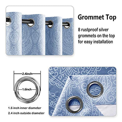 DWCN Ombre Blackout Curtains - Damask Thermal Insulated Light Blocking Grommet Curtains for Bedroom and Living Room, Set of 2 Gradient Medallion Curtain Panels, 52 x 54 Inch Length, Navy Blue - color: Navy Blue, size: 52"W x 54"L (Pack of 2)