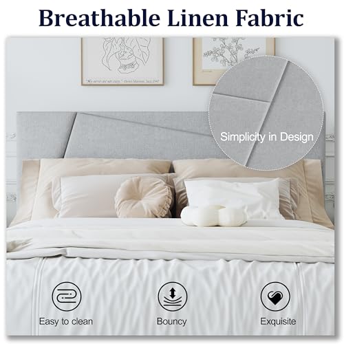 Full Size Upholstered Bed Frame Frame with Headboard，Velvet Gray | Geometric Head Board Platform Bed, Sturdy Wooden Slats, Noiseless No Box Spring Required, Easy to Assemble - color: Light Gray, size: Full