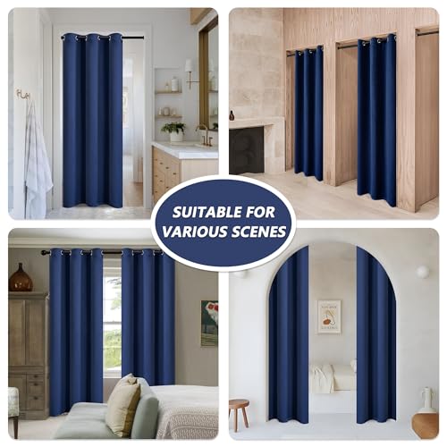 MYSKY HOME Navy Blue Blackout Curtains, 90 Inch Long for Living Room & Bedroom, Grommet Window Curtains, Privacy Protect, Room Darkening, Single Panel, 52 x 90 Inch - color: Navy, size: 52"W x 90"L (Pack of 1)
