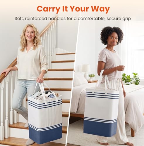 TranquilRelax 3-Pack Laundry Basket, Laundry Hamper, Blue-88L | Freestanding＆Water-Resistant Laundry Hamper, Collapsible Tall Clothes Hamper with Carry Handles for Clothes, Laundry Basket - color: Blue, size: 88L