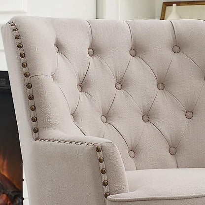 Rosevara Ember Accent Chairs,Mid Century Modern Armchair for Living Room with Ottoman Comfy Seat,Tub Sofa for Bedroom Reading Room, Pearl Beige Velvet - color: Pearl Beige Velvet