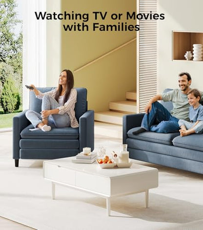 Welzona 3-Layers Cloud Accent Chair, 33" Reading Chair, Teddy Arm Chairs | Comfy Teddy Fabric, Washable Covers, Tool-Free Setup, All-wood Couch Chair for Living Room, Bedroom, Reading Nook, Blue Grey - color: Blue Grey, size: cloud chair