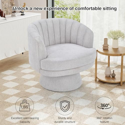 Swivel Accent Chair with Armrest, Modern 360 Degree Swivel Barrel Chair with Curve Back and Soft Cushion,Comfy Fabric Round Armchair Single Sofa for Living Room,Bedroom,Waiting Room,Grey - color: Grey