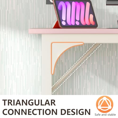 BestOffice Computer Desk,Home Office Desk, Modern Simple Style for Home Office Study Writing (Pink, 32 Inch) - color: Pink, size: 32 Inch