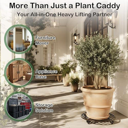 22" Round Metal Plant Caddy with Wheels Heavy Duty, 600lbs Capacity Rust-Proof Plant Stand with Lockable Caster Wheels, Rolling Plant Dolly for Large Planter Pots & Heavy Objects, Indoor Outdoor - size: 22-Inch