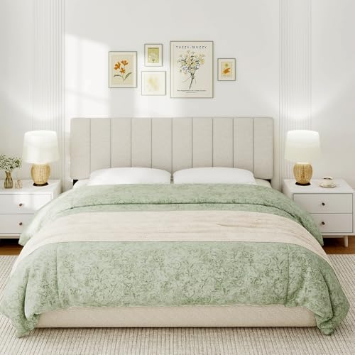 King Size Headboard Only, Height Adjustable Linen, Beige - color: Linen-beige, size: King/California King