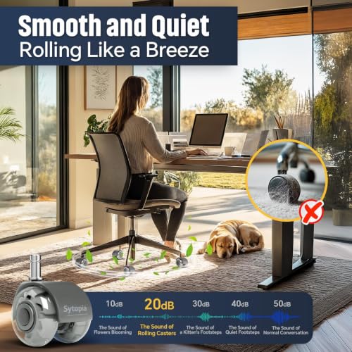 Office Chair Wheels 2" Desk Chair Caster Wheels Smooth Roller Style Quiet for Carpet and Hardwood Floors Universal Fit 11x22 mm Set of 5 Light Grey - color: Light Grey-2 Inch