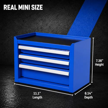 Mini 3-Drawer Steel Tool Box Blue - color: Blue, size: 3 Drawer