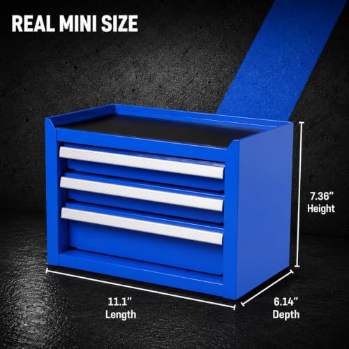 Mini 3-Drawer Steel Tool Box Blue - color: Blue, size: 3 Drawer
