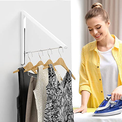 Drying Rack Wall Mounted Clothes Hanger Folding Wall Coat Racks Aluminum Home Storage Organiser Space Savers - color: White