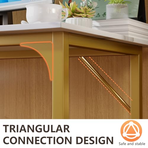 BestOffice Computer Desk,Home Office Desk, Modern Simple Style for Home Office Study Writing (Gold, 63 Inch) - color: Gold, size: 63 Inch