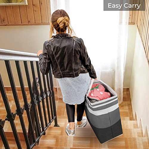 HomeHacks 2-Pack Large Laundry Basket, Waterproof, Freestanding Laundry Hamper, Collapsible Tall Clothes Hamper with Extended Handles for Clothes Toys in the Dorm and Family Gradient Grey, 88L | Waterproof, Freestanding, Collapsible Clothes Hamper with Re
