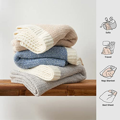 Snuggle Sac Queen Size Bedding Blankets, Super Soft Warm Oversized Bed Blankets Cozy Knit Fuzzy Blankets for Bed, Heather Beige, 90x90 inches - color: Heather Beige, size: Queen (90"x90")