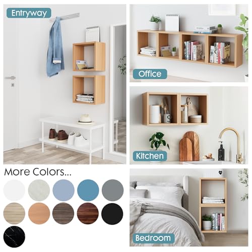 Cube Floating Shelves Set2, Display Shelves Wall Mount 7.75" D x 12.5" W x 12.5" H, (Light Walnut, Square 2 Cubes) - color: Light Walnut, size: Square-Set2