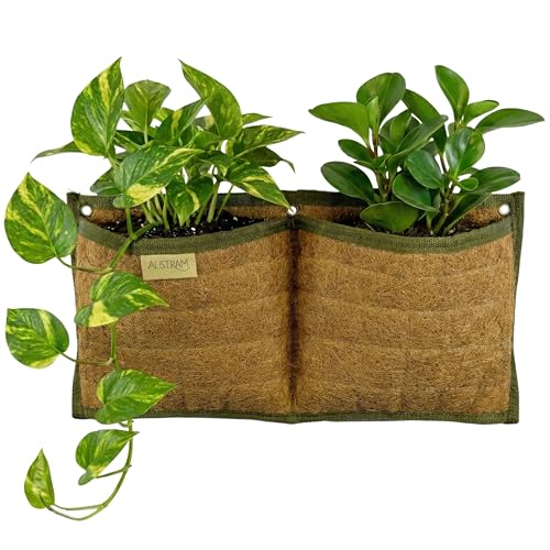 Wall Hanging Planter, 2 Pocket, Hanging herb Planter, wall Mounted Plant Holder, Vertical herb Garden, Plant Hanger Indoor, Boho Kitchen Decor, Porch and Balcony Decor, Fence planters - style: 2 Pockets