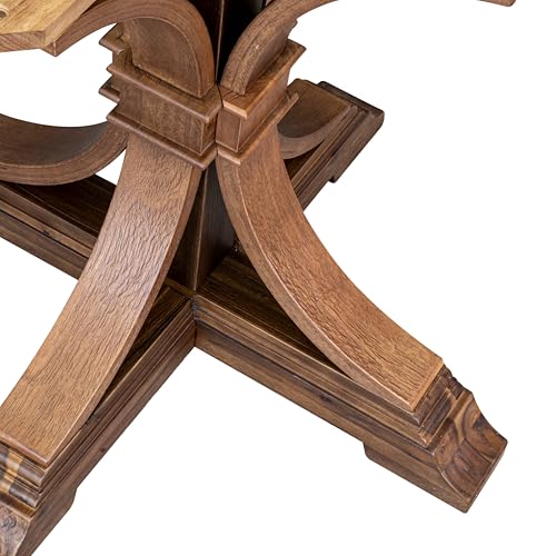 FE7-0N-TP Modern Dining Table with Acacia Wood Round Tabletop and Elegant Pedestal Base - Antique Walnut Finish - color: Fe7-0n-tp, size: 48x48 Inch
