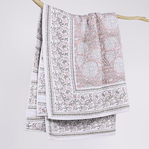 Levtex Home Adare Blush Quilted Throw - (50x60in.) - Floral - Blush White - Reversible - Cotton - color: Blush