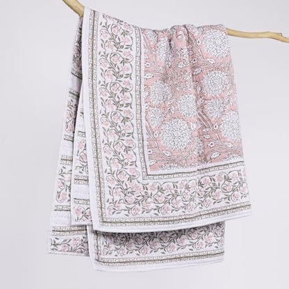 Levtex Home Adare Blush Quilted Throw - (50x60in.) - Floral - Blush White - Reversible - Cotton - color: Blush