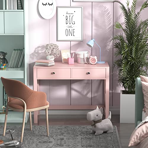 WiberWi Home Office Desk with Drawers, Modern Writing Computer Desk for Bedroom, Small Makeup Vanity Table Study Table for Home Office,Pink - color: Pink
