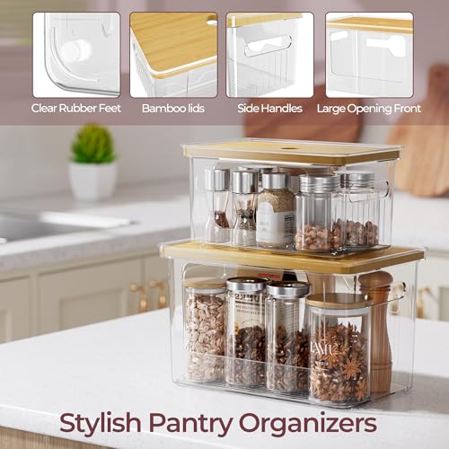 Delamu 2 Pack (XL+S) Trash Bag Dispenser, Stackable Garbage Bag Holder | Clear Acrylic Organizer Bins for Under Sink Organization, Pantry Storage, Cabinet, Kitchen, Laundry, Bathroom - size: XL+S-2 Pack