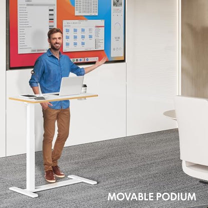 FLEXISPOT H7 32" Pneumatic Height-Adjustable Overbed Table with Wheels | C-shaped bedside table TV Tray,Medical End Side Table,Laptop desk for Hospital Home office use,31.5"Wx17.7"D,White Maple - color: White Maple, size: Large