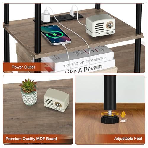 50 inch TV Stand for Living Room Small Entertainment Center with Storage Shelf & Power Outlets, Modern Farmhouse TV Console Table Media Cabinet for Bedroom, Rustic Grey - color: Rustic Grey
