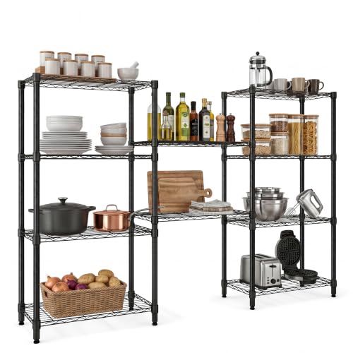 Garvee Storage Shelves 4-Shelf Metal Shelving Units for Garage 2 Pack | Adjustable Closet Steel Wire Shelf Organizer Rack Standing Units for Pantry Laundry 200 lbs Per Shelf 29" W x 72" H x 13.7" D - size: 29"W x 72"H x 13.7"D-2 Pack