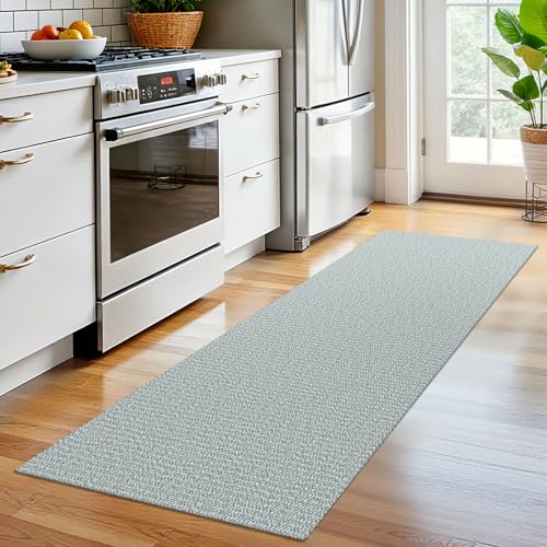 Washable Runner Rug, Non Slip Hall Runner, 2x6 Ft, Turquoise/Gray | Washable Braided Runner Carpet, Non Slip Rubber Dot Backed, For Hallway, Kitchen, Entryway, Bedroom, Laundry Room, Foyer - color: Turquoise/Gray, size: 2' x 6' (Rectangular)