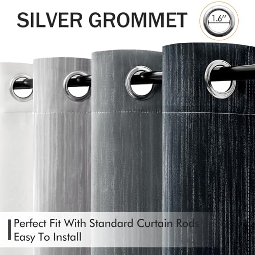 MIULEE Black and Greyish White Ombre Blackout Curtains 52Wx63L Set of 2 | Full Room Darkening,Thermal Insulated,63 Inch Long,Grommet Drapes for Bedroom/Living Room,Modern Window Treatments - color: Black and Greyish White, size: 52"W x 63"L (Pack of 2)