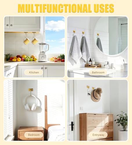 Banana Hook, Metal Banana Hanger Under Cabinet, Gold, 1 Pcs | 2 Mount Options, 360° Rotatable, Magnetic Foldable, Compact Size, Suits for Fruits, Cups, Mugs, Utensils, Oven Mitts, Towels - color: Gold