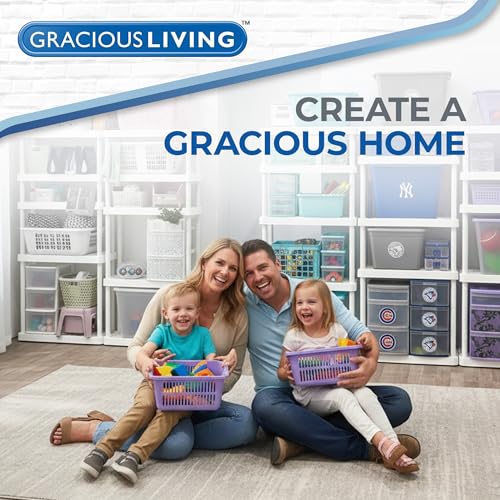 Gracious Living Laundry Basket, Easy Carry Flex Collapsible Hamper, 87.5L | Large Plastic Clothes Storage Organizer for Home, Bathroom, and Bedroom, White - size: 1 Pack