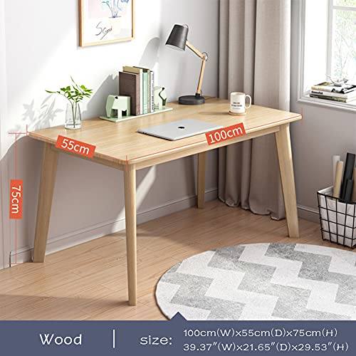 IOTXY Simple Wooden Writing Desk - Modern Minimalist Style PC Laptop Computer Workbench with Solid Wood Legs, 39" W Home Office Work Table for TV Stand Music Video Live Broadcast Workstation, Oak | Nordic Minimalist Style, MDF Tabletop, Solid Wood Legs, H